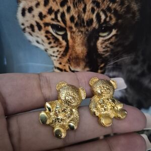 Vintage Avon Gold Teddy Bear Earrings
